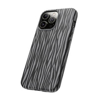 Stylish Tough Phone Case - Black and Gray Striped Design