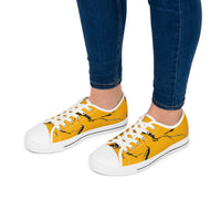 Bold Yellow Marble Low Top Sneakers for Women – Trendy Casual Footwear