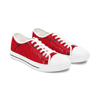 Bold Red Women&#039;s Low Top Sneakers - Stylish & Unique Casual Footwear