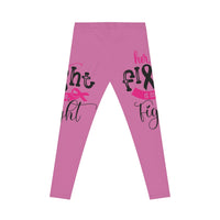 Pink Ribbon Cancer Awareness Leggings, Inspirational Workout Pants, Breast Cancer Support Gear, Fitness Apparel, Casual Activewear