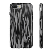 Stylish Tough Phone Case - Black and Gray Striped Design