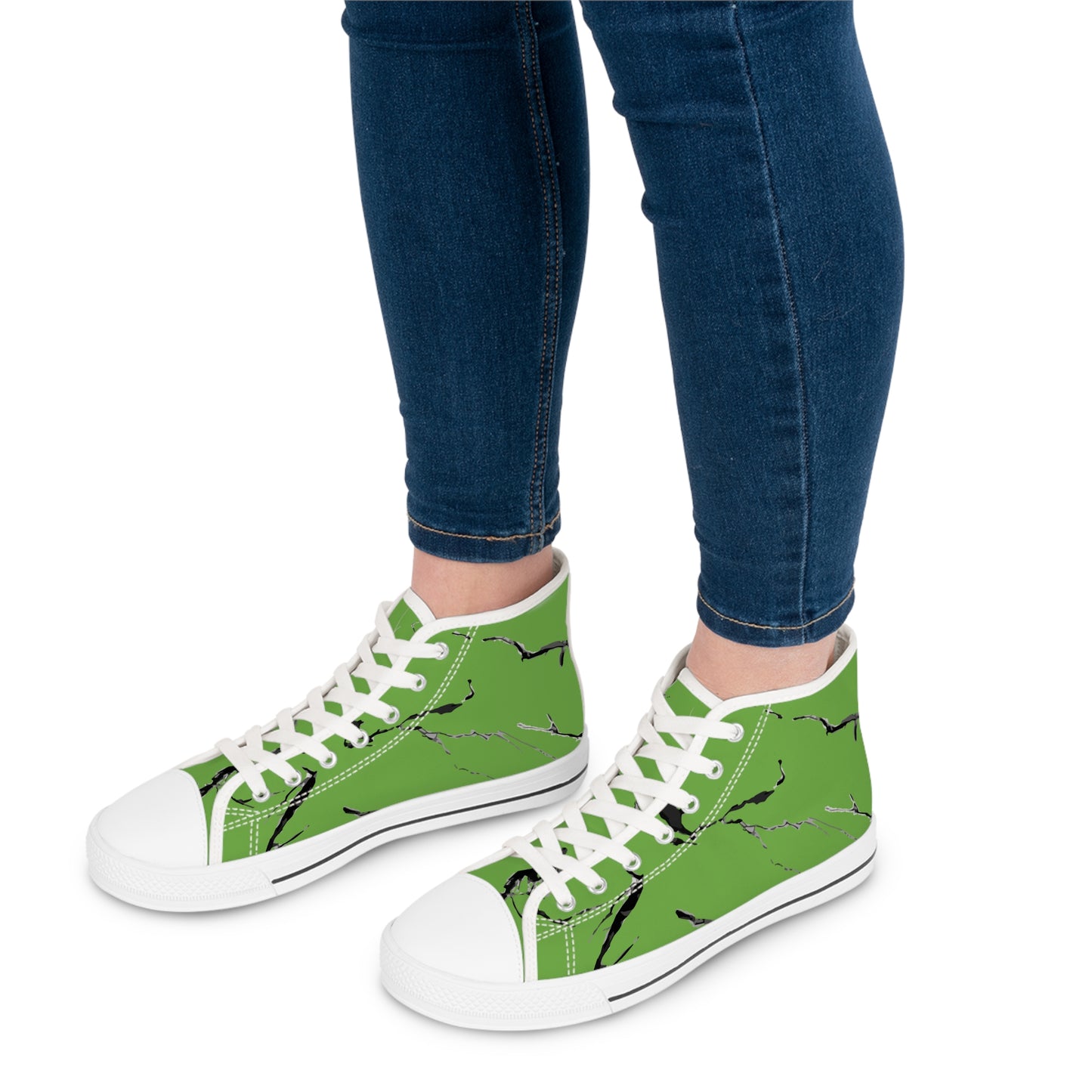 Stylish Green High Top Sneakers with Abstract Design