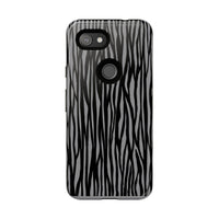Stylish Tough Phone Case - Black and Gray Striped Design