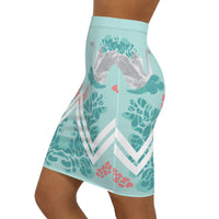Elegant Swan Print Mid-Waist Pencil Skirt - Chic & Stylish Women's Fashion