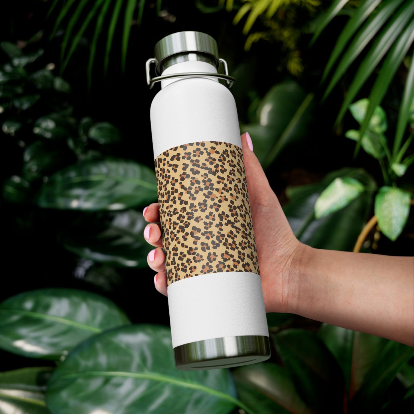 Leopard Print Insulated Water Bottle - 22oz Reusable Copper Thermos