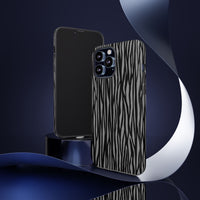 Stylish Tough Phone Case - Black and Gray Striped Design