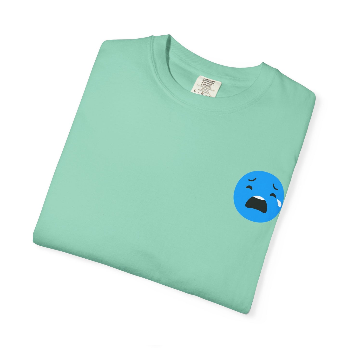 Unisex Garment-Dyed T-Shirt with Sad Emoji Design