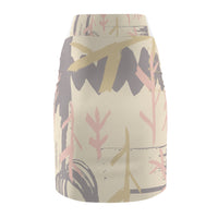 Chic Women's Pencil Skirt with Abstract Floral Design
