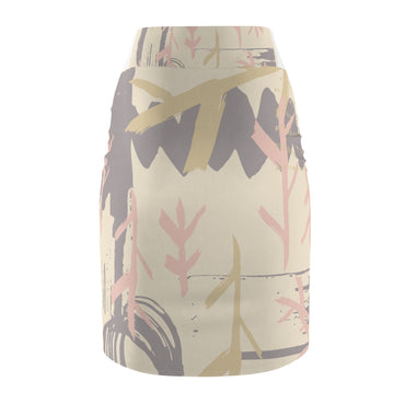 Chic Women's Pencil Skirt with Abstract Floral Design