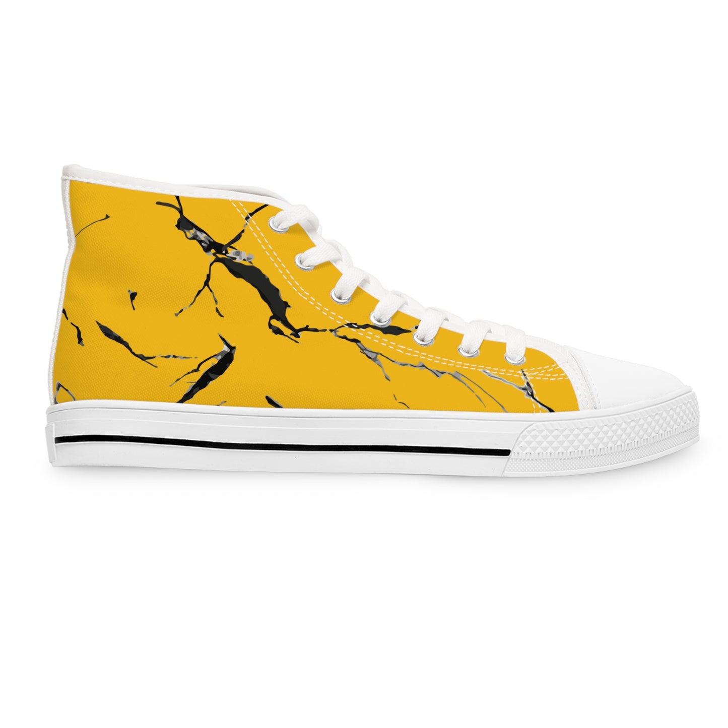 Stylish Yellow High Top Sneakers with Unique Marble Design