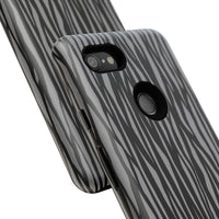 Stylish Tough Phone Case - Black and Gray Striped Design