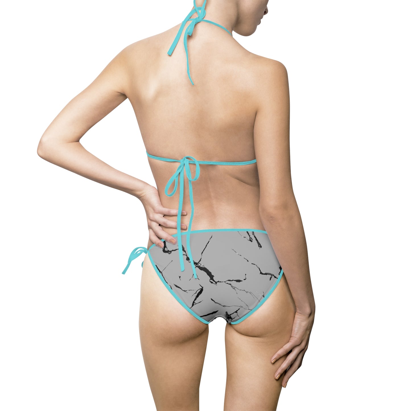 Stylish Women's Marble Print Bikini Swimsuit for Beach Days