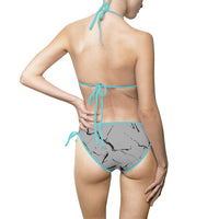 Stylish Women's Marble Print Bikini Swimsuit for Beach Days