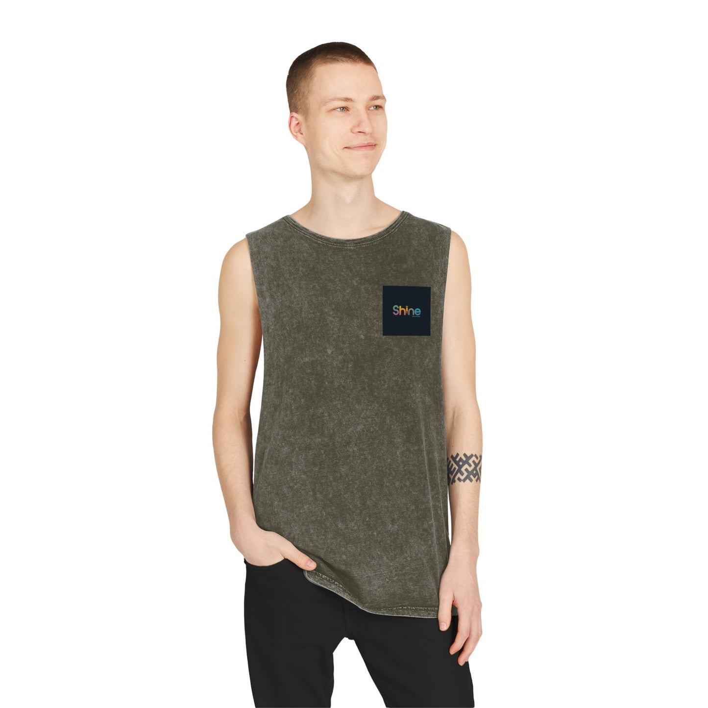Unisex Stonewash Tank Top - Shine Graphic Tee for Summer Adventures