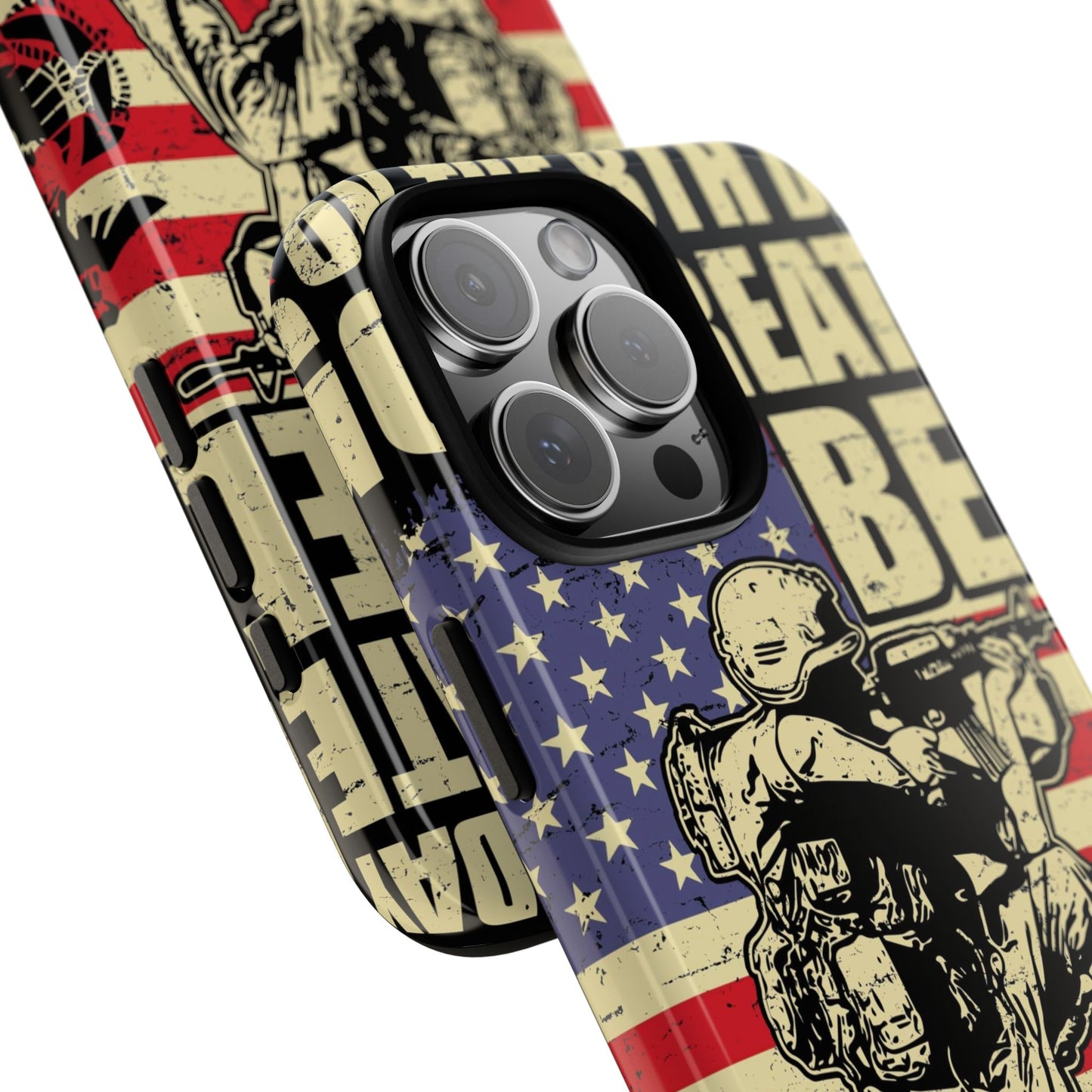 Military-Themed Phone Case - 'God Created Beer' Design