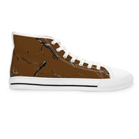 Artistic Brown High Top Sneakers – Stylish & Unique Footwear for Women