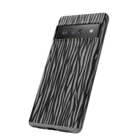 Stylish Tough Phone Case - Black and Gray Striped Design