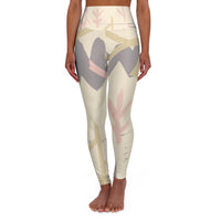 Trendy High Waisted Yoga Leggings - Abstract Nature Print for Comfort and Style