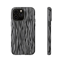 Stylish Tough Phone Case - Black and Gray Striped Design