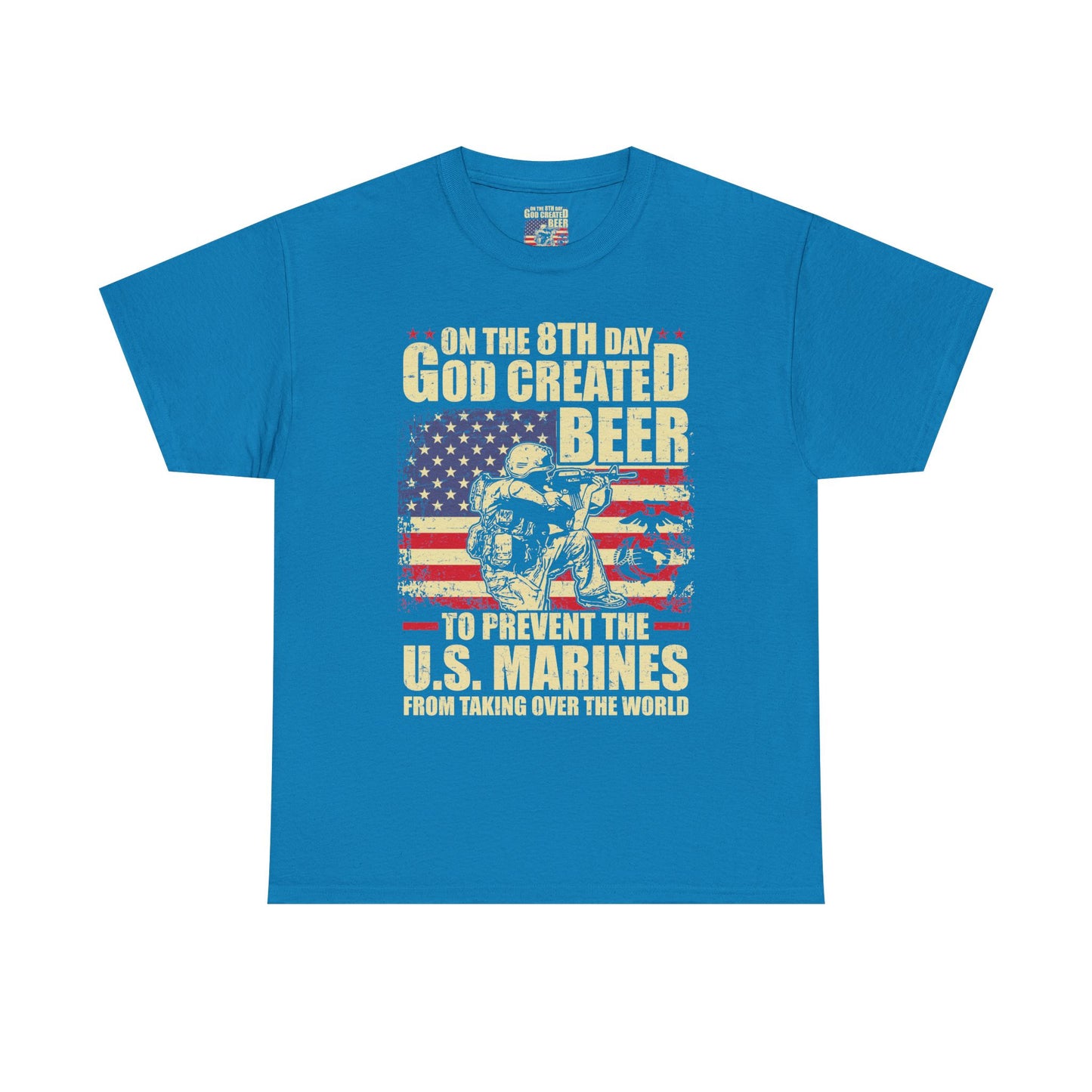 God Created Beer Unisex Heavy Cotton Tee, Fun Patriotic Shirt, Gift for Beer Lovers, US Marines Support, July 4th Celebration