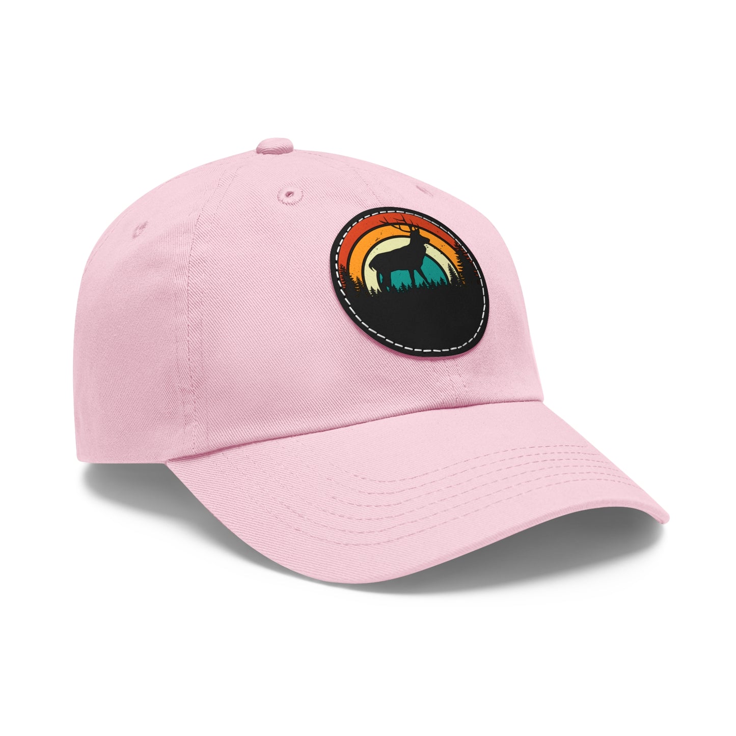 Stylish Dad Hat with Leather Patch - Retro Deer Design
