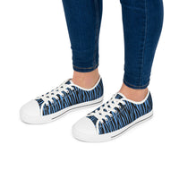 Blue Zebra Print Women's Low Top Sneakers
