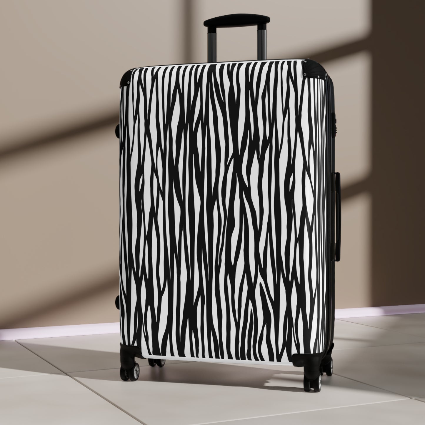 Modern Zebra Print Suitcase - Stylish Luggage for Travel Enthusiasts