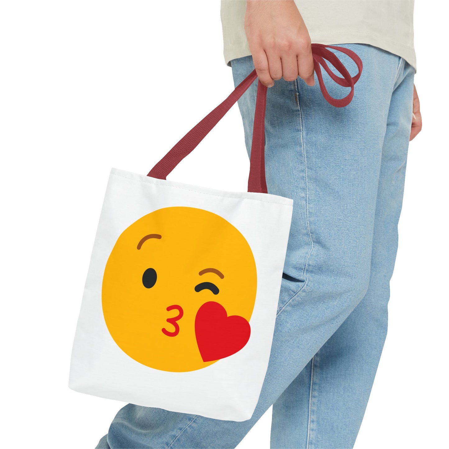 Emoji Kiss Tote Bag, Cute Gift for Friends, Love & Friendship, Reusable Shopping, Fun Casual Bag, Holiday Gifts
