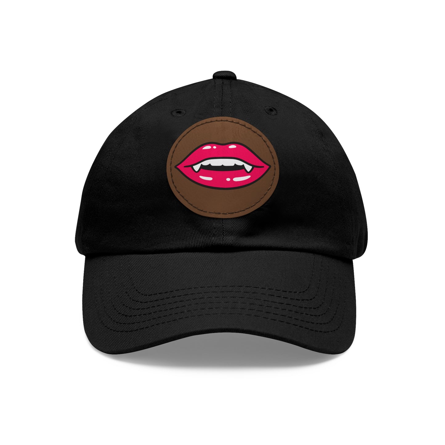 Hat for Men, Stylish Summer Dad Cap with Leather Patch, Trendy Bold Lip Design, Casual Baseball Hat, Fashionable Accessory