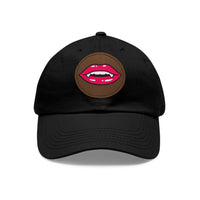 Hat for Men, Stylish Summer Dad Cap with Leather Patch, Trendy Bold Lip Design, Casual Baseball Hat, Fashionable Accessory