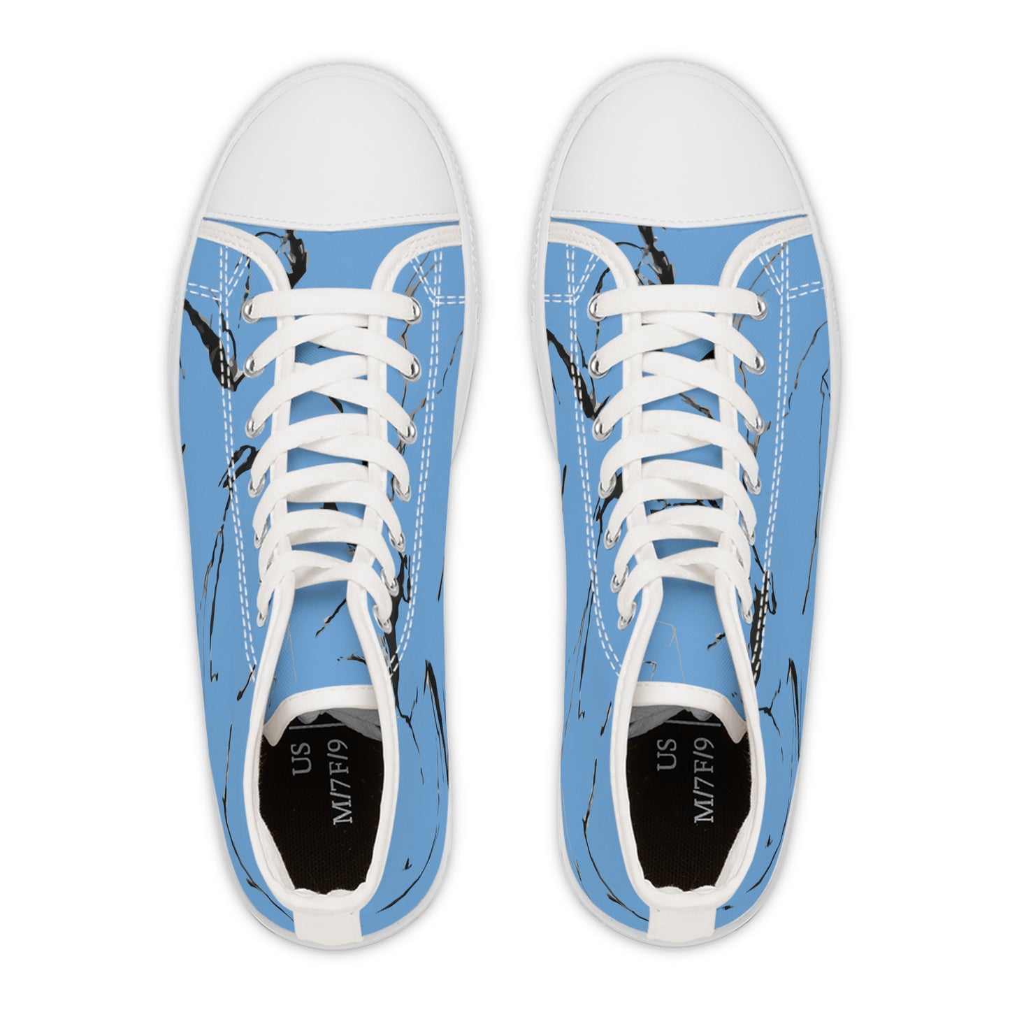 Stylish Women's High Top Sneakers with Elegant Blue Marble Design