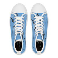 Stylish Women's High Top Sneakers with Elegant Blue Marble Design