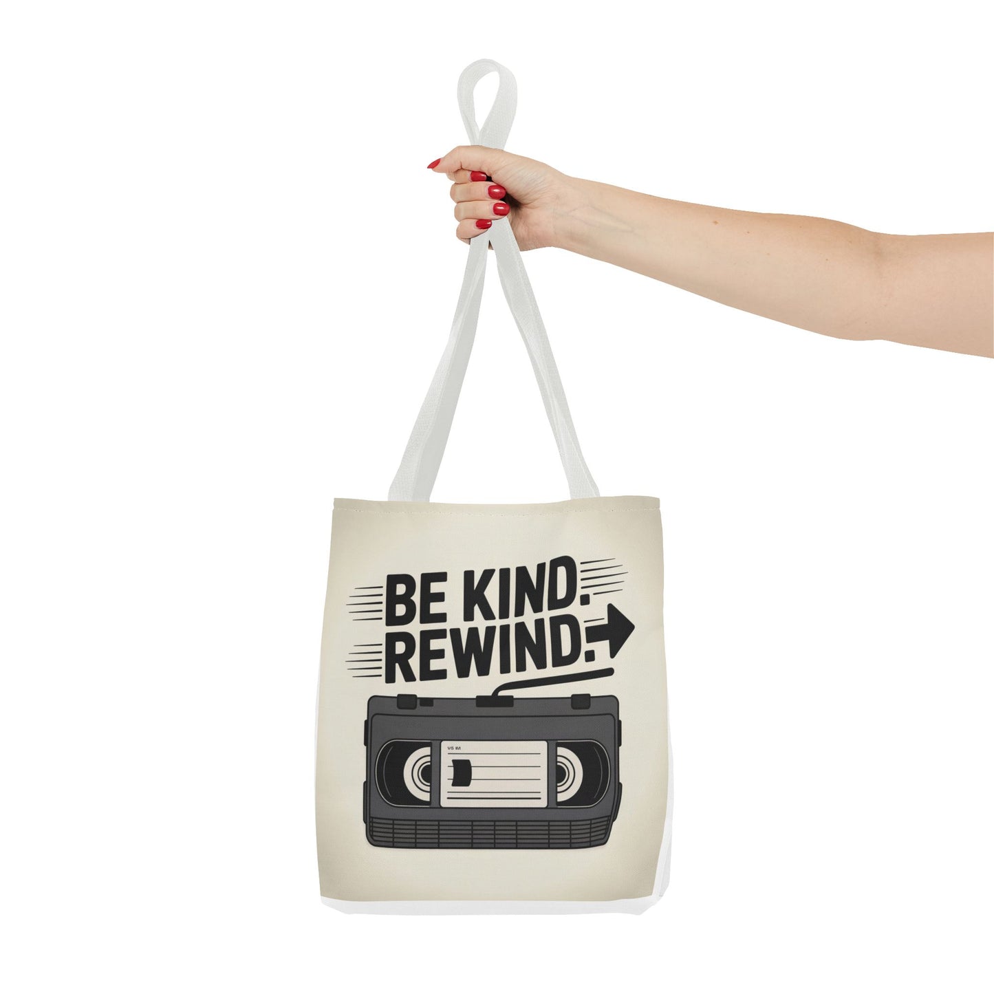 Retro Be Kind Rewind Tote Bag, Fun Eco-Friendly Tote, Gift for Movie Lovers, Shopping Bag, Beach Bag, Perfect for Everyday