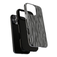 Stylish Tough Phone Case - Black and Gray Striped Design