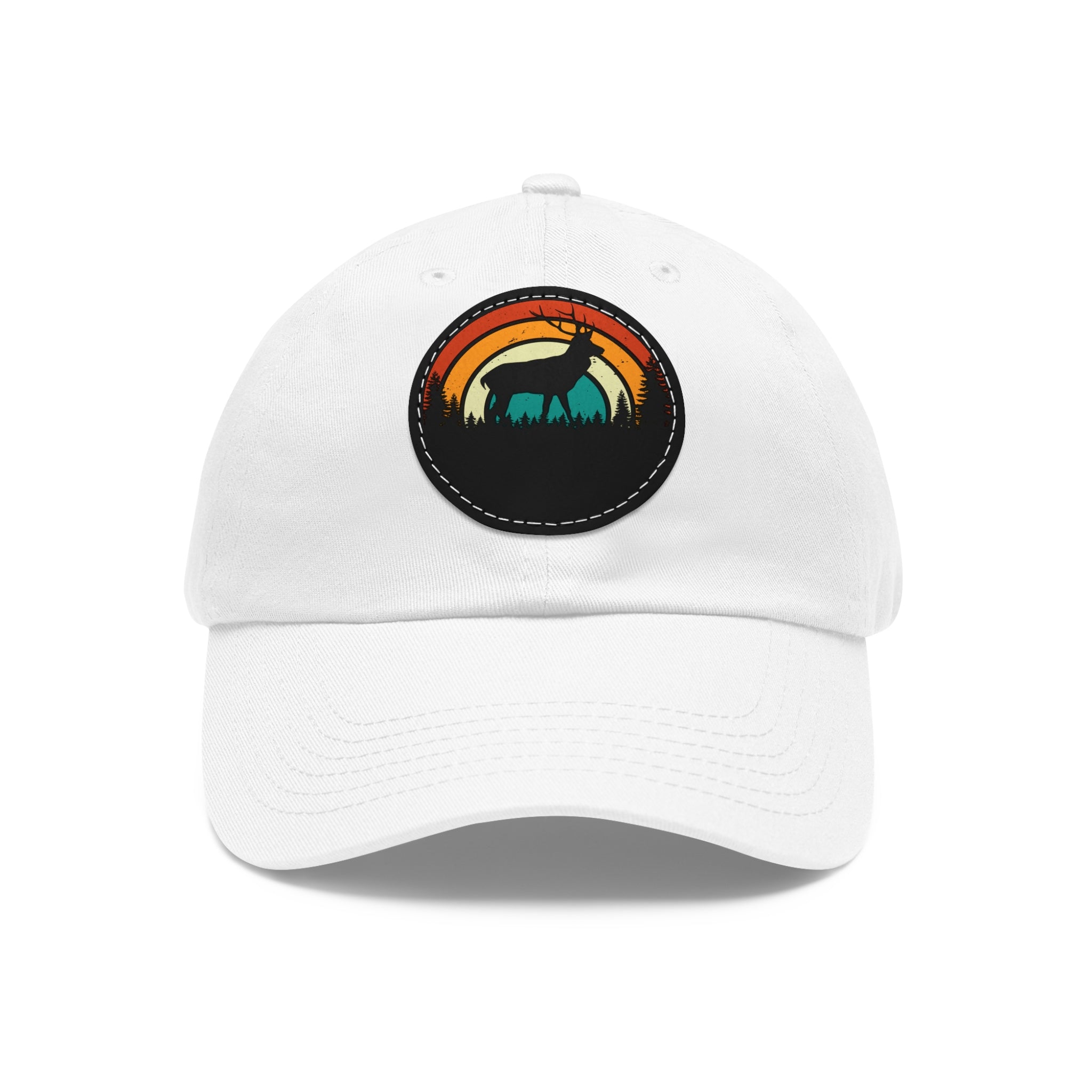 Stylish Dad Hat with Leather Patch - Retro Deer Design