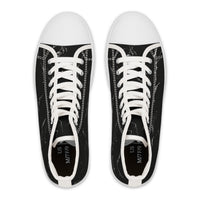 Women's High Top Sneakers - Stylish Black Marble Design