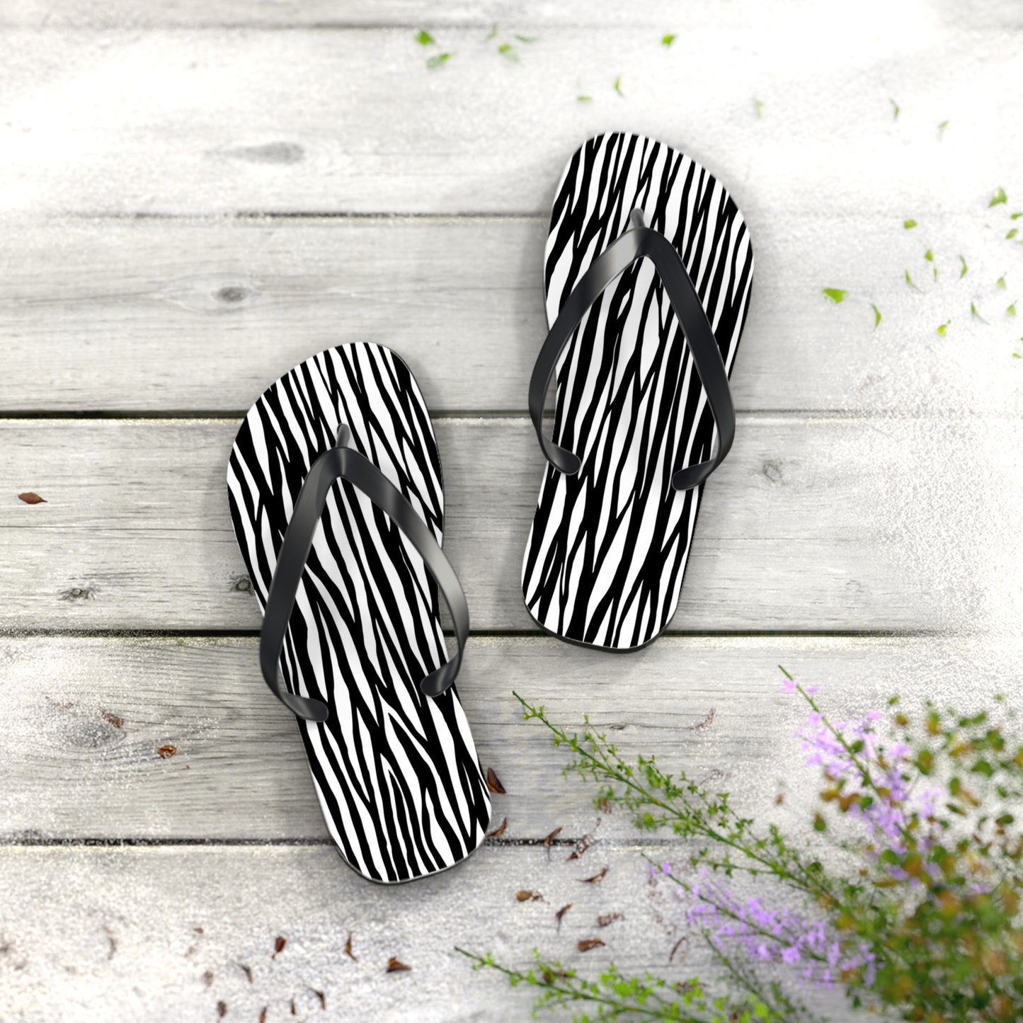 Zebra Print Flip Flops - Stylish Summer Footwear