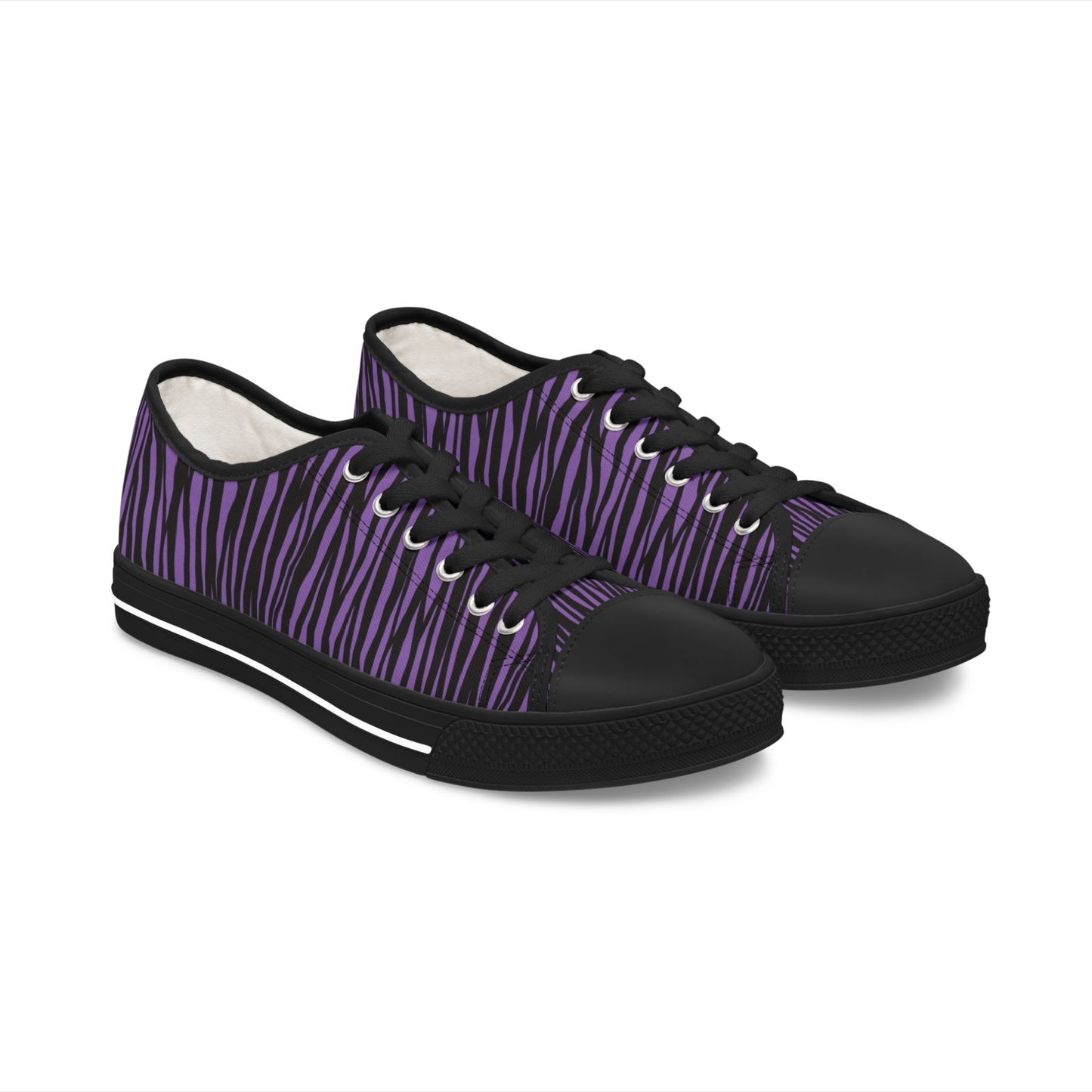 Purple Zebra Print Women's Low Top Sneakers - Stylish & Fun