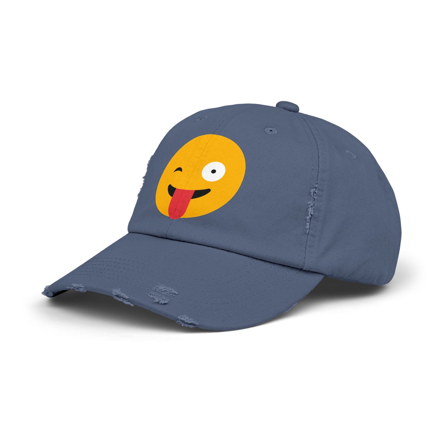 Funny Emoji Distressed Cap for Casual Wear