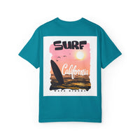 California Surf Graphic Tee - Unisex Garment-Dyed T-Shirt for Beach Lovers, Summer Vibes, Gift for Surfers, Casual Wear,