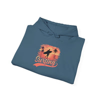 Surfing Vibes Hooded Sweatshirt, Beachwear, Gift for Surfers, Summer Fashion, Casual Wear, Coastal Style