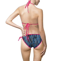 Blue Zebra Print Women's Bikini Swimsuit - Stylish Beachwear for Pool Parties