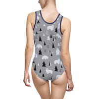 Stylish Polar Bear One-Piece Swimsuit for Women