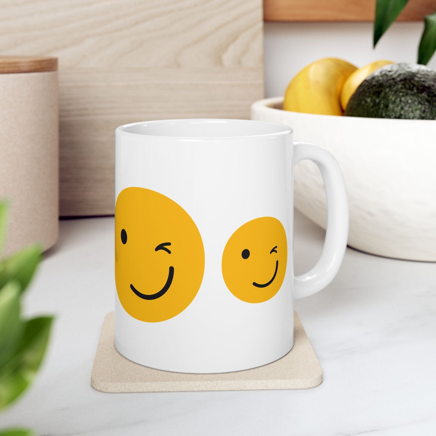 Cheerful Smiley Face Ceramic Mug - 11oz & 15oz Options
