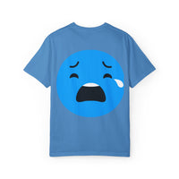 Unisex Garment-Dyed T-Shirt with Sad Emoji Design