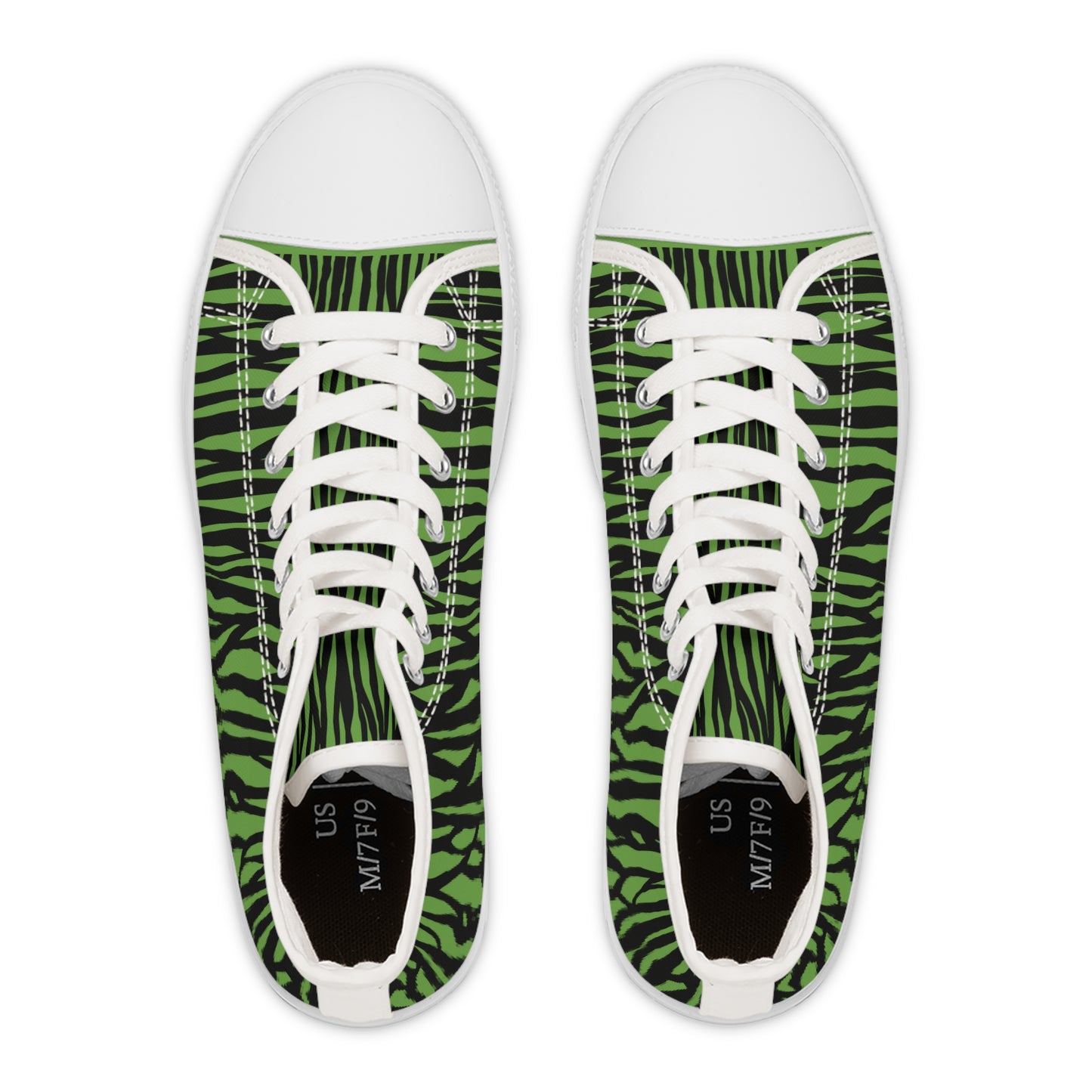Women's High Top Sneakers - Green Zebra Print Casual Shoes