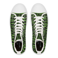 Women's High Top Sneakers - Green Zebra Print Casual Shoes