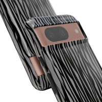 Stylish Tough Phone Case - Black and Gray Striped Design