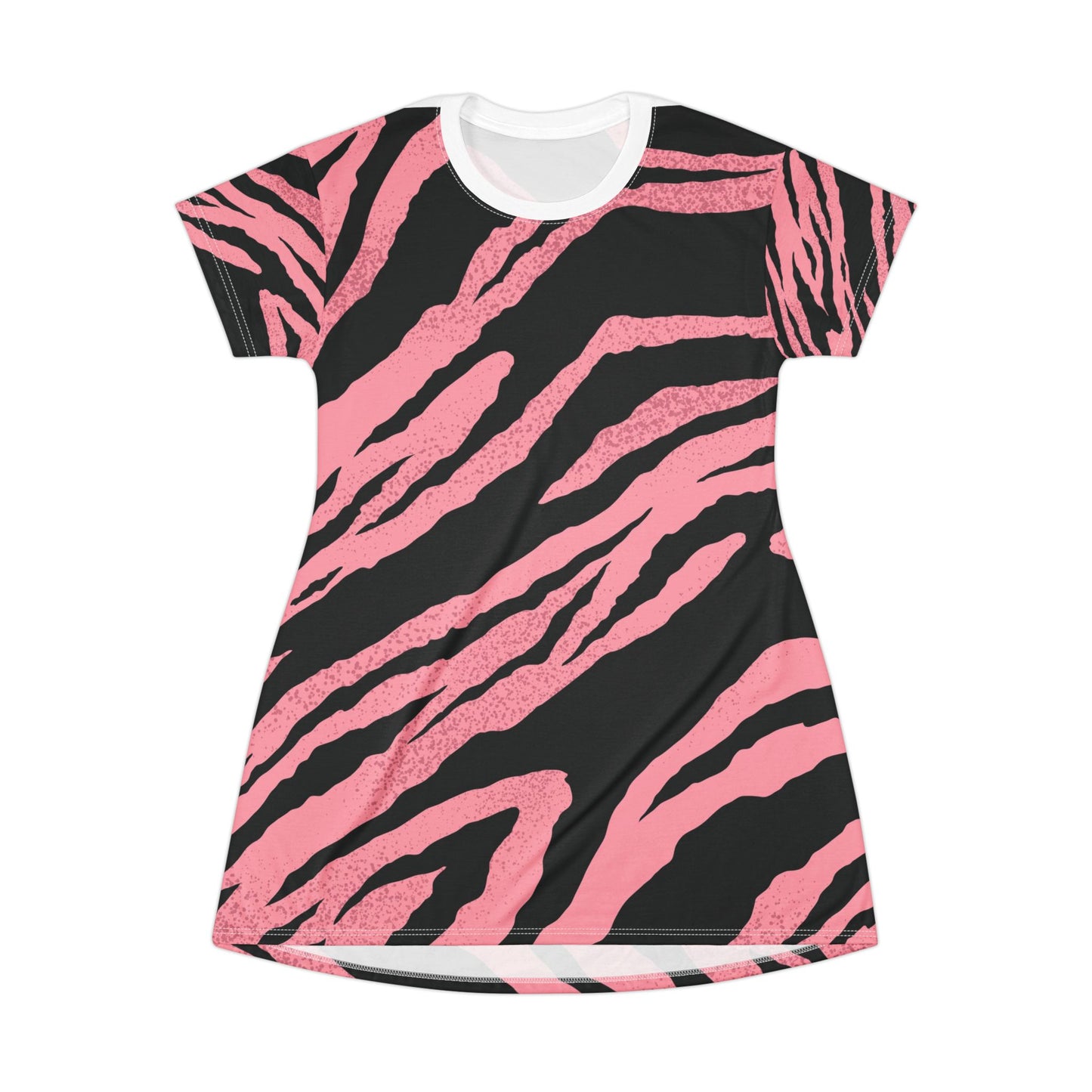 Fierce Pink Zebra T-Shirt Dress - Chic Casual Wear for Animal Print Lovers