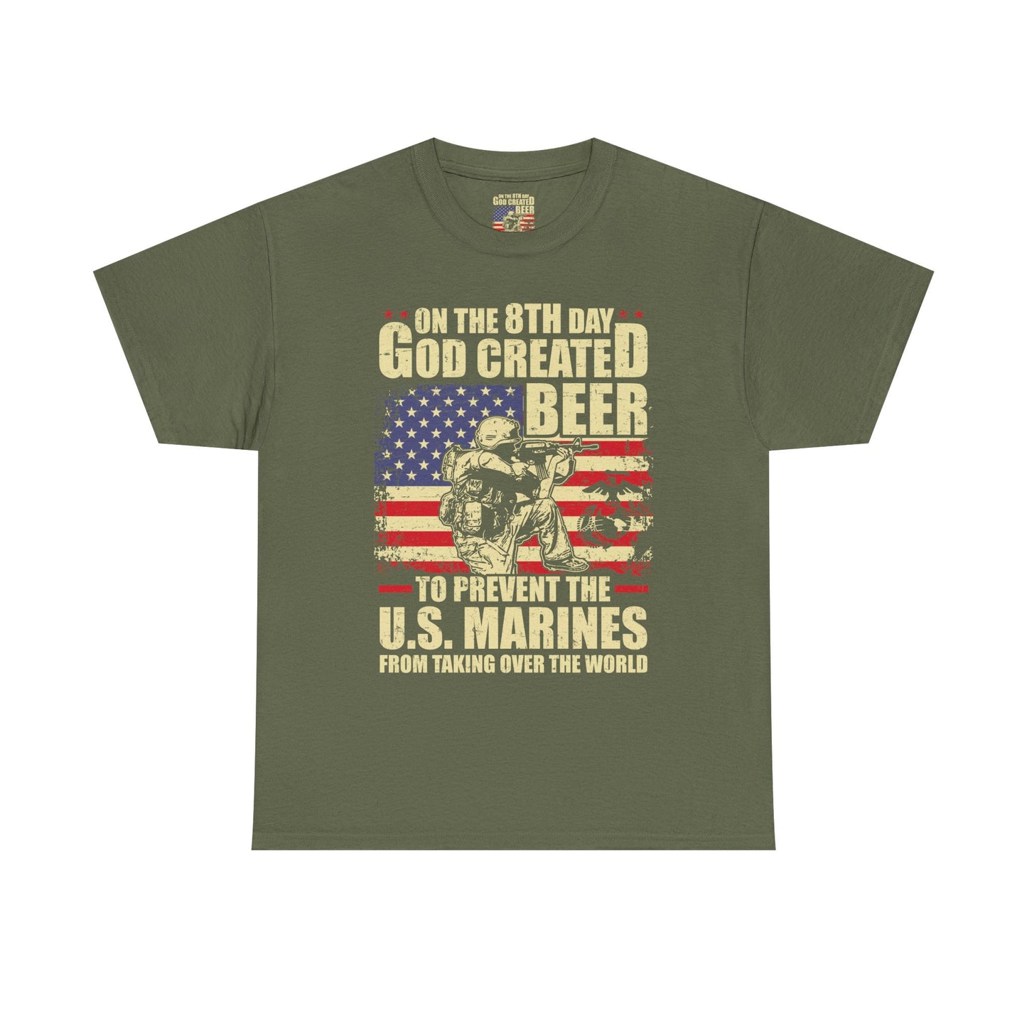 God Created Beer Unisex Heavy Cotton Tee, Fun Patriotic Shirt, Gift for Beer Lovers, US Marines Support, July 4th Celebration
